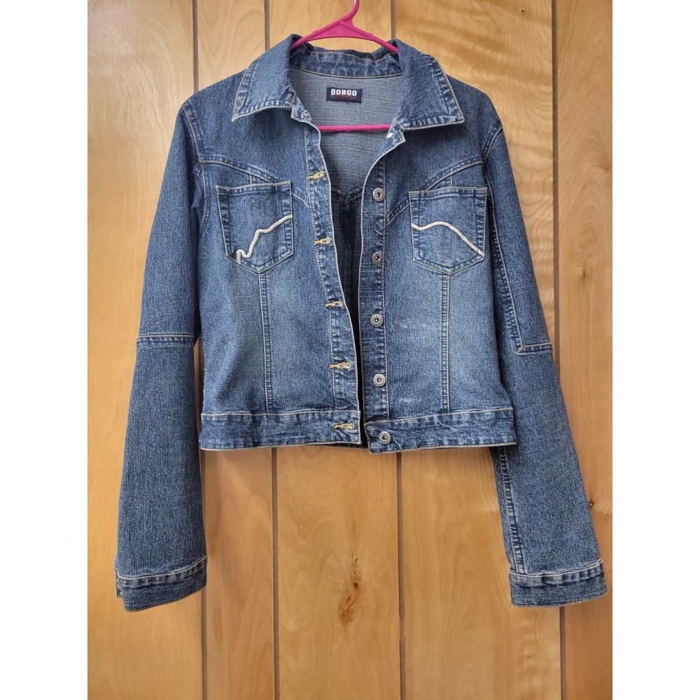 Bongo Jean Jacket Womens Size 5 Button Up Collared Blue Vintage